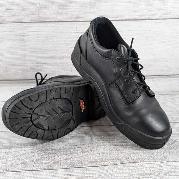 Red Wing Shoes Men 10.5 D Black Leather 110 EH Hard Toe Work Safety - Picture 1 of 8